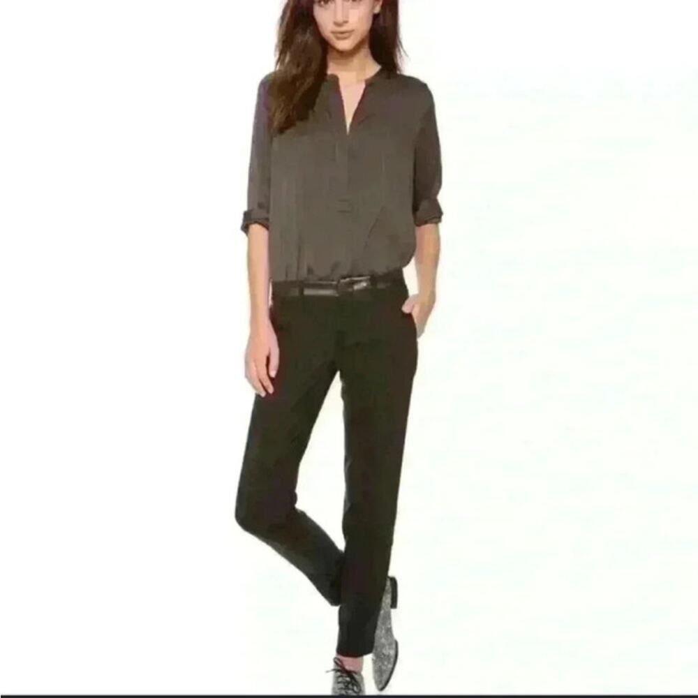 Vince Wool‎ Pants Leather Trim Slim Trousers Size 2 Luxury